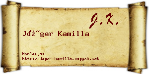 Jáger Kamilla névjegykártya